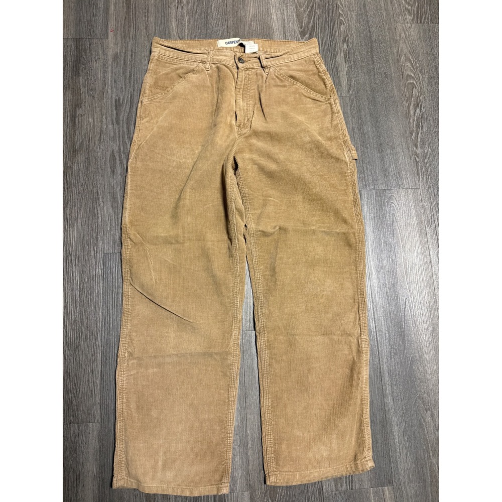 Gap Carpenter Pants Mens 33x30 Tan Corduroy Utility Workwear Wide Leg Vintage